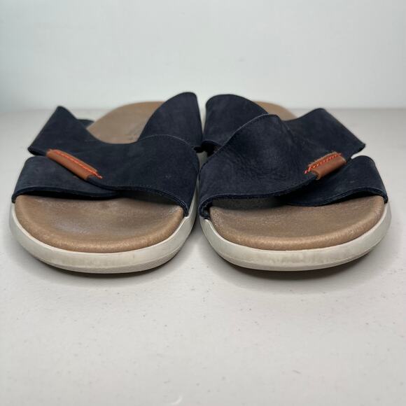 Mephisto Navy Leather Slide Sandals Men Size 10 - Picture 7 of 9